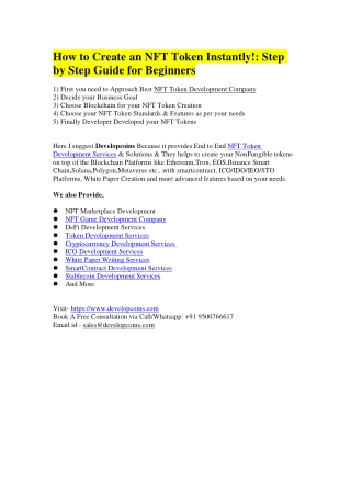 How to Create an NFT Token Instantly?: Step by Step Guide for Beginners