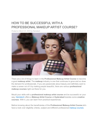 HOW TO BE SUCCESSFUL WITH A PROFESSIONAL MAKEUP ARTIST COURSE