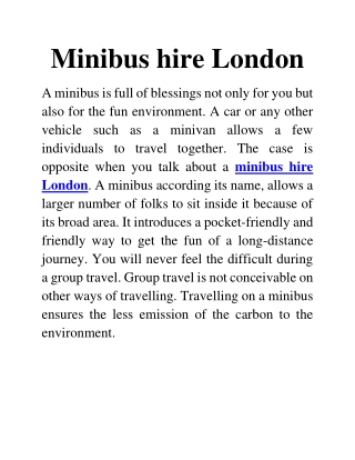 minibus hire London