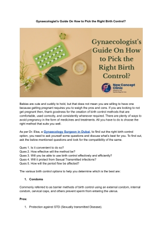 Gynecologist’s Guide On How to Pick the Right Birth Control