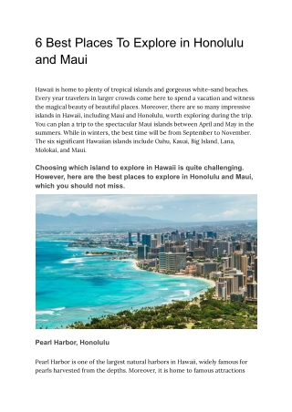 Honolulu and Maui the best places of Hawaii