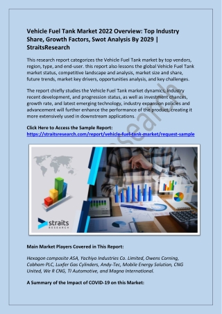 Germany Vehicle Fuel Tank Market; Future Demand, Share By 2029 | StraitsResearch