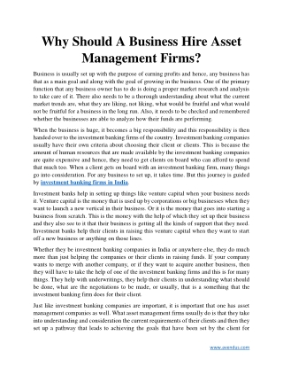 Why Should A Business Hire Asset Management Firms?