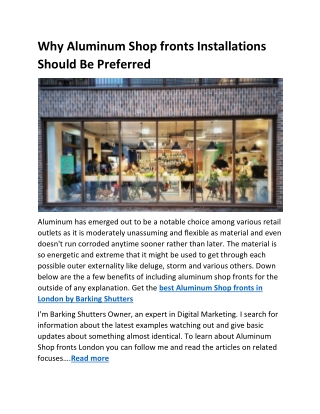Why Aluminum Shop fronts Installations Should Be Preferre1