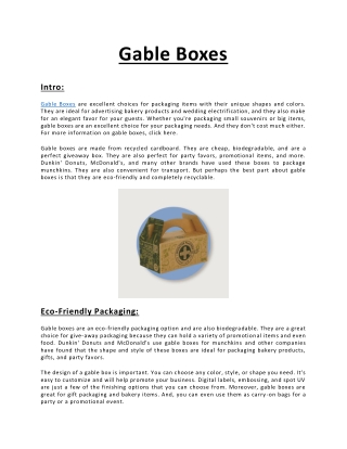 Gable Boxes