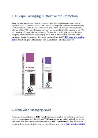 THC Vape Packaging is Effective for Promotion