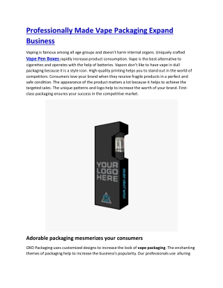 Professionally Made Vape Pen Packaging Expand Business