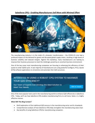 Salesforce CPQ – Enabling Manufacturers Sell More with Minimal Effort