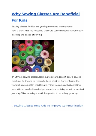 Why Sewing Classes Are Beneficial For Kids