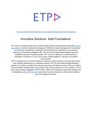 Innovative Retail Solution Software | Omni Channel Retail Software | ETP Group I