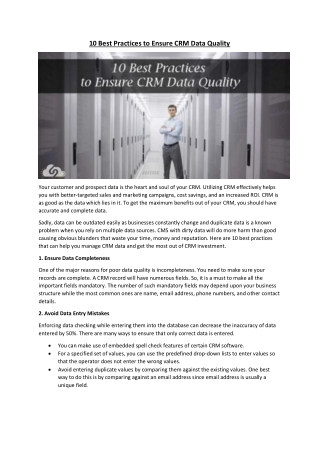 10 Best Practices to Ensure CRM Data Quality