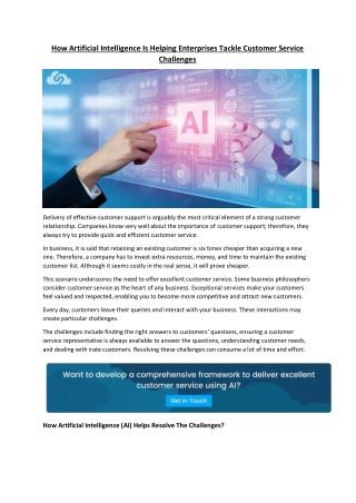 How Artificial Intelligence Is Helping Enterprises Tackle Customer Service Challenges