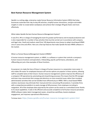 Best Human Resource Management System