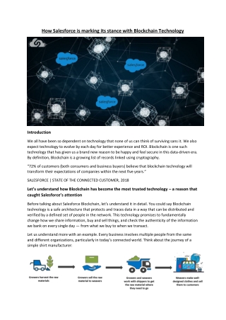 How Salesforce is marking its stance with Blockchain Technology