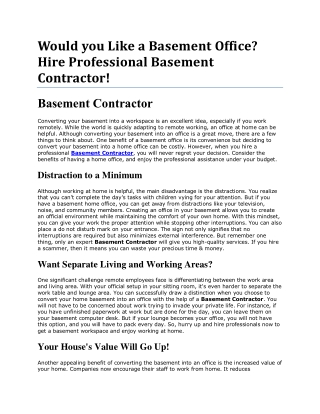 Hire a Basement Contractor Who Specializes in Reconstruction and Renovation