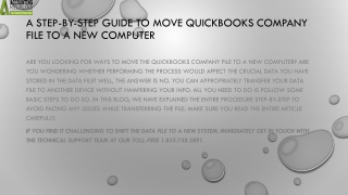 Complete guide to move QuickBooks company file To a New Computer