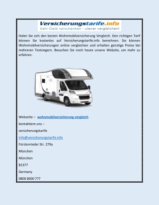 Wohnmobilversicherung Vergleich | Versicherungstarife.info