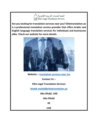 Translation Services Near Me  Elitetranslation.ae