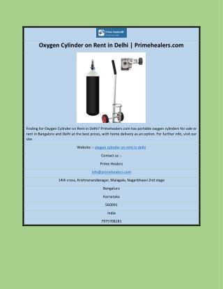 Oxygen Cylinder on Rent in Delhi