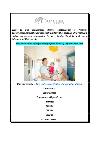 Hire Professional Lifestyle Photographer Alberta  Capturekeeps.com