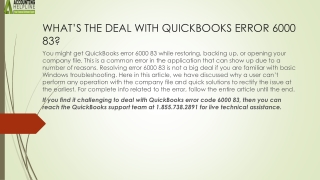 An easy way to instantly resolve QuickBooks Error 6000 83