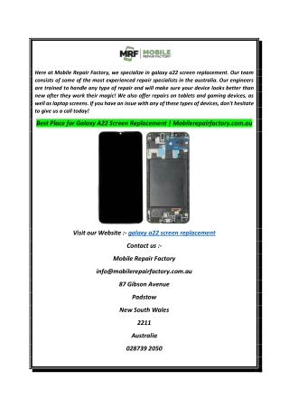 Best Place for Galaxy A22 Screen Replacement  Mobilerepairfactory.com.au