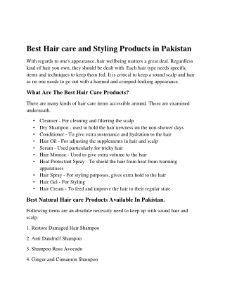 Best Haircare and Styling Products in Pakistan