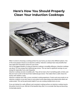 Here's How You Should Properly Clean Your Induction Cooktops-GE Monogram Repair