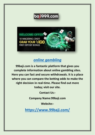 Online Gambling | 99baji.com