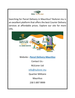 Parcel Delivery Mauritius | Nulivrer.mu
