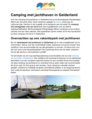 Camping met jachthaven in Gelderland