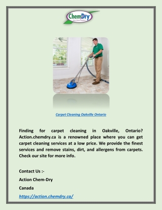 Carpet Cleaning Oakville Ontario | Action.chemdry.ca