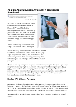 Apakah Ada Hubungan Antara HPV dan Kanker Paru-Paru - klinikkelaminku.com