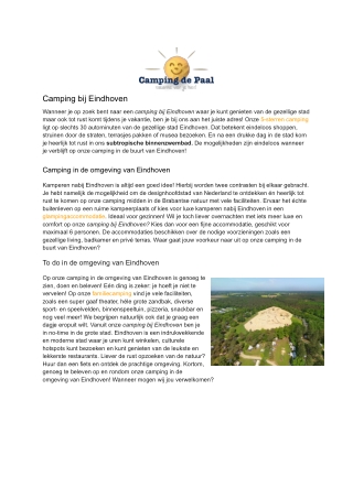 Camping de Paal | Camping Eindhoven