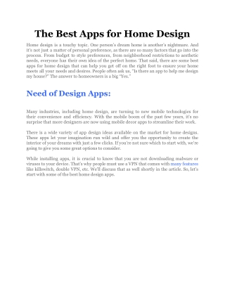 The Best Apps for Home Design