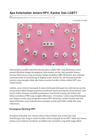 Apa Keterkaitan Antara HPV Kanker Dan LGBT - klinikkelaminku.com