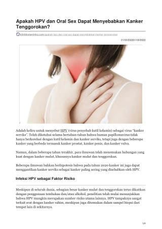 Apakah HPV dan Oral Sex Dapat Menyebabkan Kanker Tenggorokan