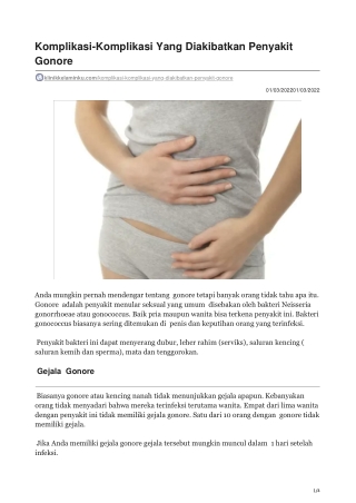 Komplikasi-Komplikasi Yang Diakibatkan Penyakit Gonore - klinikkelaminku.com