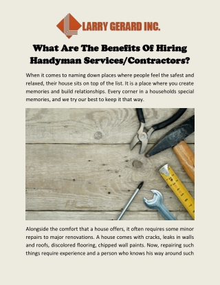 Reliable Handyman Contractors In Mississippi | Larry Gerard Inc.