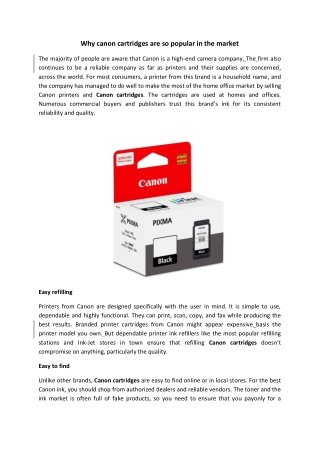 Why canon cartridges are so popular in the market