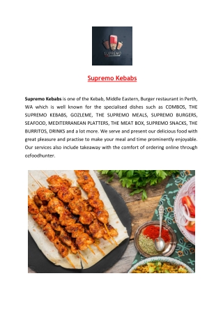 5% off - Supremo Kebabs Takeaway Menu Perth, WA