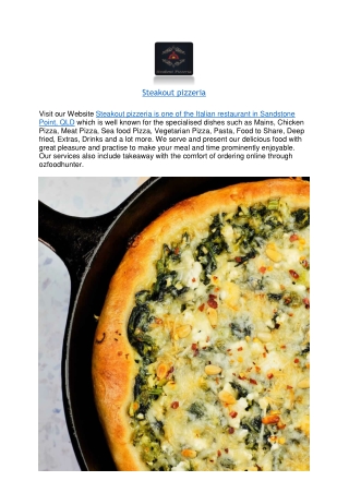5% off - Steakout pizzeria Menu Sandstone Point,QLD