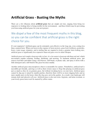 Artificial Grass - Busting the Myths