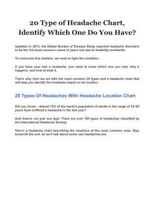 20 Type of Headache Chart, Identify Which One Do You Have?