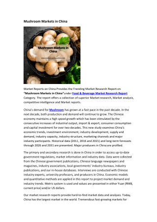 Mushroom Markets in China