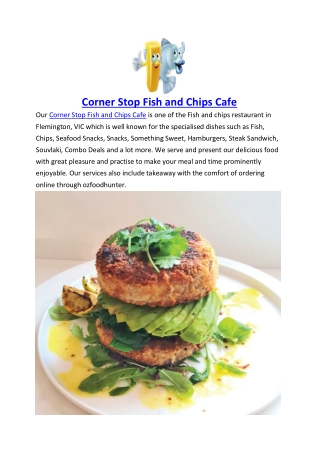 Corner Stop Fish and Chips Café Menu Flemington, VIC – $5 Off