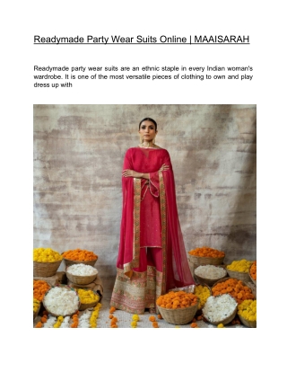 Readymade Party Wear Suits Online | MAAISARAH