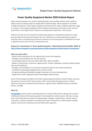 Power Quality Equipment Market Forecasts to 2028