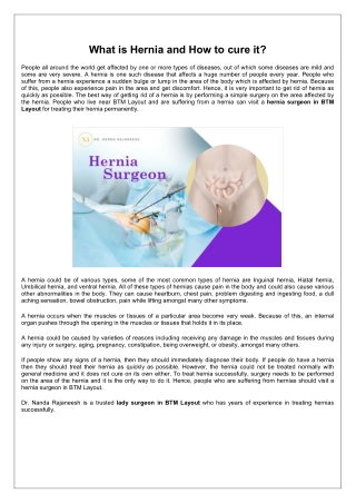 What is Hernia and How to cure it