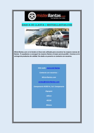 Marca de Llanta | Misterllantas.com